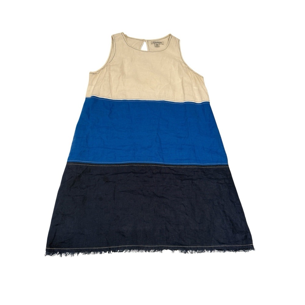 Tommy Bahama shift dress Cotton Lined colorblock Women's Size M 100% Linen ECU